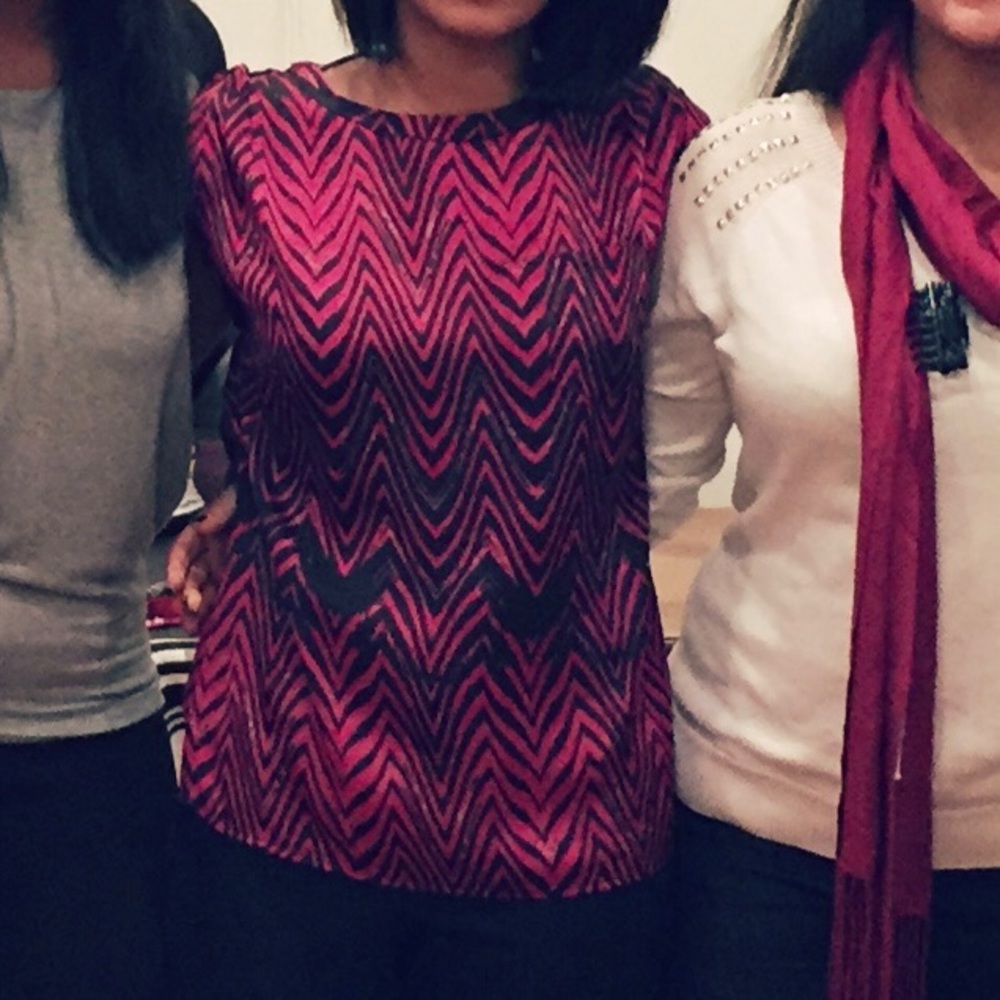 Pink Black stripes blouse